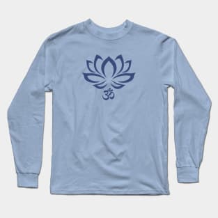 Lotus Flower Om Symbol Blue Long Sleeve T-Shirt